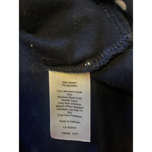 TALBOTS Navy Blue White Polka Dots Short Sleeve Bottom Hem Tie Top XL - Picture 6 of 9